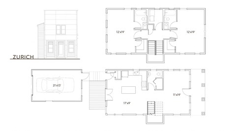 Floor plan for 2 beds, 2.5 baths, 1496 sqft